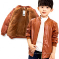 Autumn Boys Letter Printing Leather Black Jacket Kids Stylish Windproof Jacket Coat